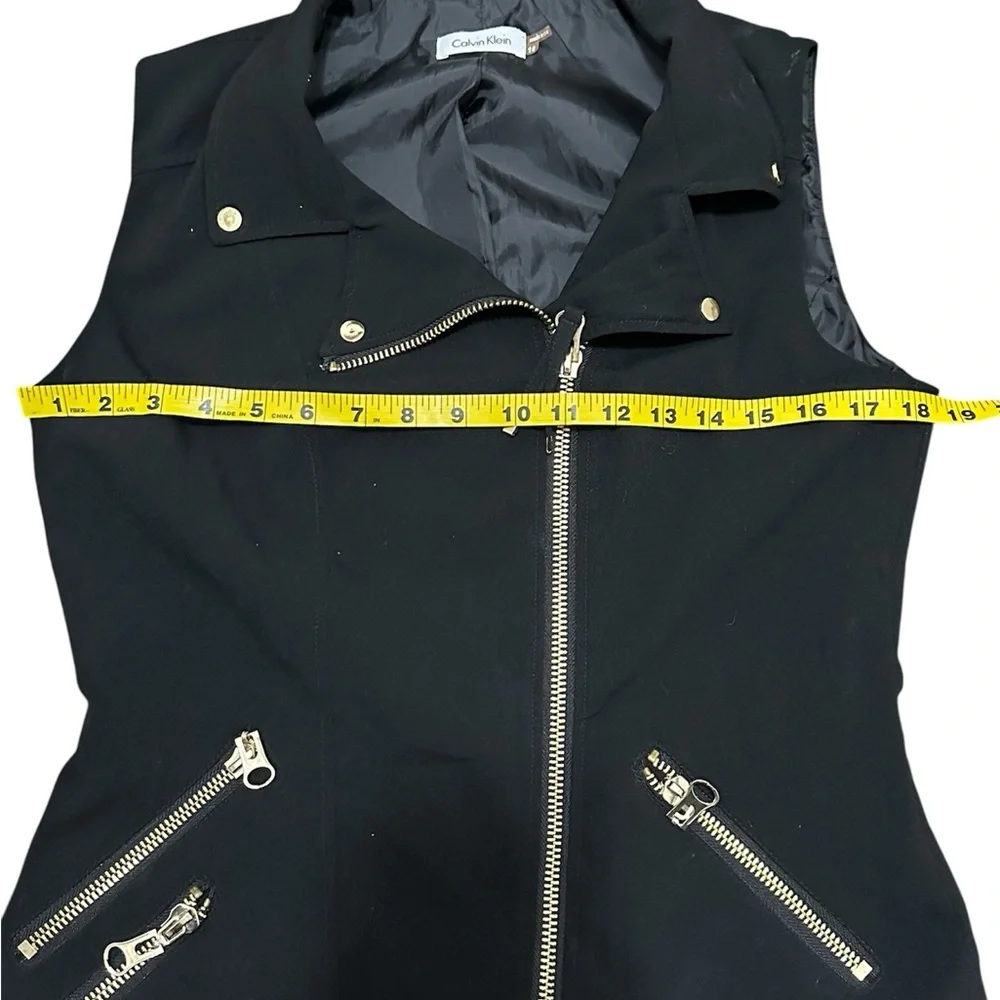 Calvin Klein Black Midi Dress with Gold Zippers - Picture 4 of 7